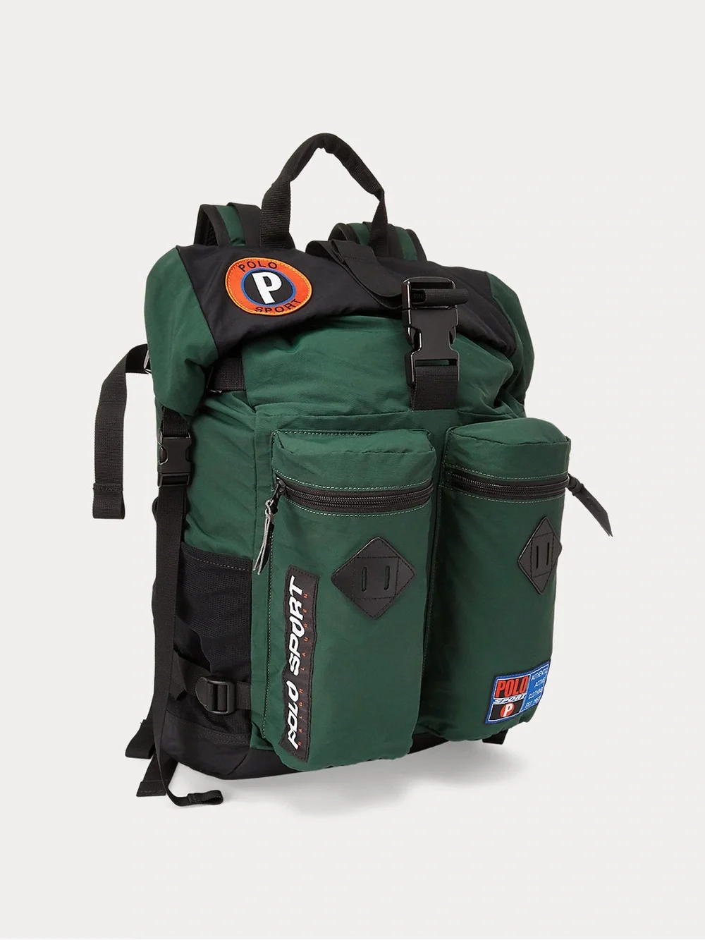 Polo by Ralph Lauren Green Nylon Dual-Pocket Roll-Top Backpack